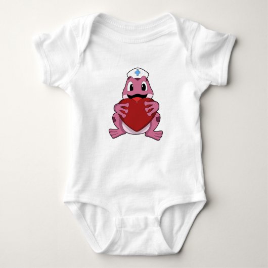 Frosch als Krankenschwester mit Herz Baby Strampler (Vorderseite)