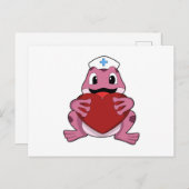 Frosch als Krankenschwester mit Herz Postkarte (Vorne/Hinten)