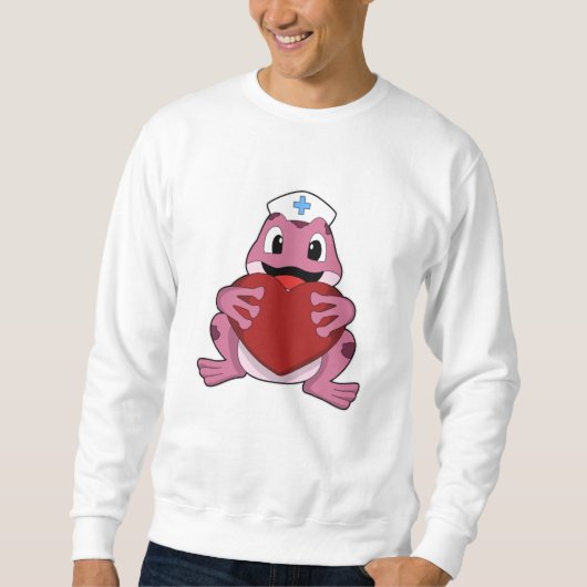 Frosch als Krankenschwester mit Herz Sweatshirt (Vorderseite)