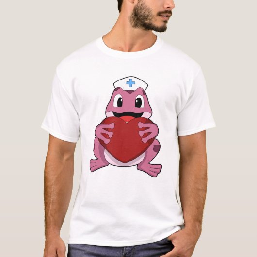 Frosch als Krankenschwester mit Herz T-Shirt (Vorderseite)