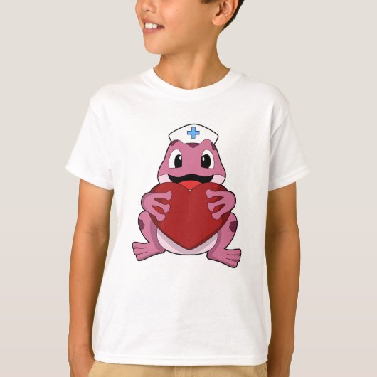 Frosch als Krankenschwester mit Herz T-Shirt (Vorderseite)