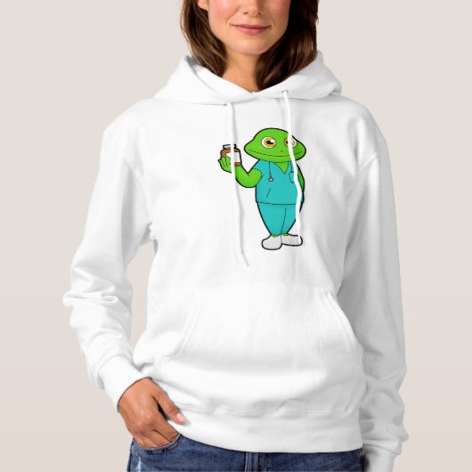 Frosch als Krankenschwester mit Medizin und Stetho Hoodie (Vorderseite)