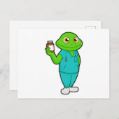 Frosch als Krankenschwester mit Medizin und Stetho Postkarte (Vorne/Hinten)