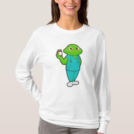 Frosch als Krankenschwester mit Medizin und Stetho T-Shirt (Vorderseite)