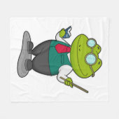 Frosch als Lehrer mit Buch Fleecedecke (Vorderseite (Horizontal))