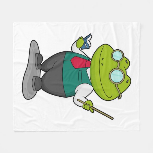 Frosch als Lehrer mit Buch Fleecedecke (Vorderseite (Horizontal))