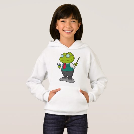 Frosch als Lehrer mit Buch Hoodie (Vorne ganz)