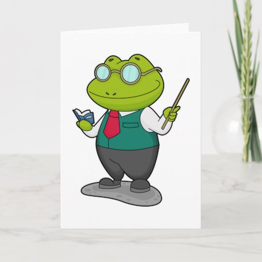 Frosch als Lehrer mit Buch Karte (Vorderseite)