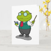 Frosch als Lehrer mit Buch Karte (Gelbe Blume)