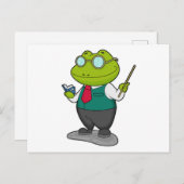 Frosch als Lehrer mit Buch Postkarte (Vorne/Hinten)