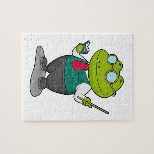 Frosch als Lehrer mit Buch Puzzle (Horizontal)