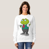 Frosch als Lehrer mit Buch Sweatshirt (Vorne ganz)