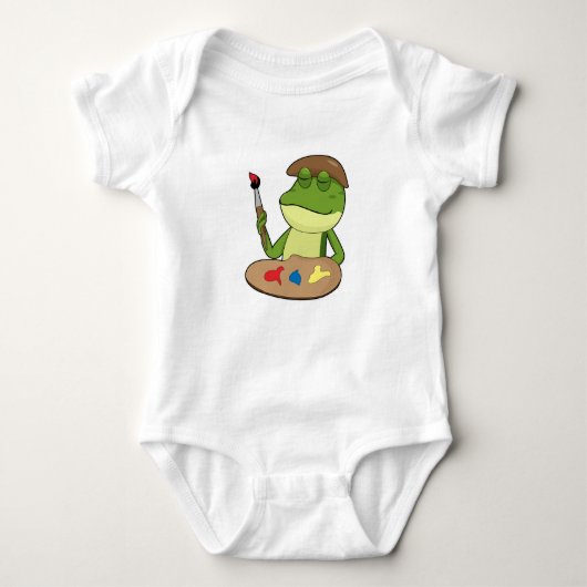 Frosch als Maler mit Pinsel und Farbe Baby Strampler (Vorderseite)