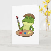 Frosch als Maler mit Pinsel und Farbe Karte (Gelbe Blume)