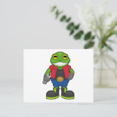 Frosch als Mechaniker mit Schraubenschlüssel Postkarte (Stehend Vorderseite)