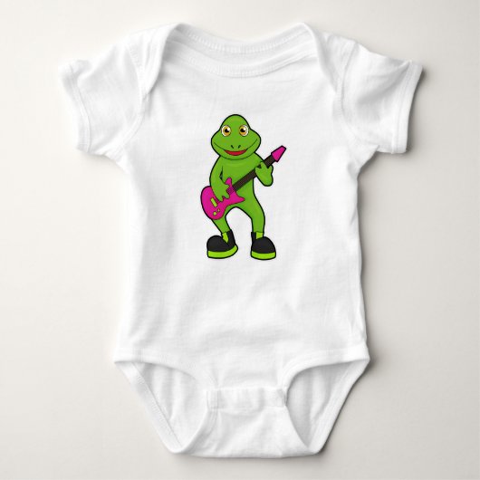 Frosch als Musiker mit Gitarre Baby Strampler (Vorderseite)