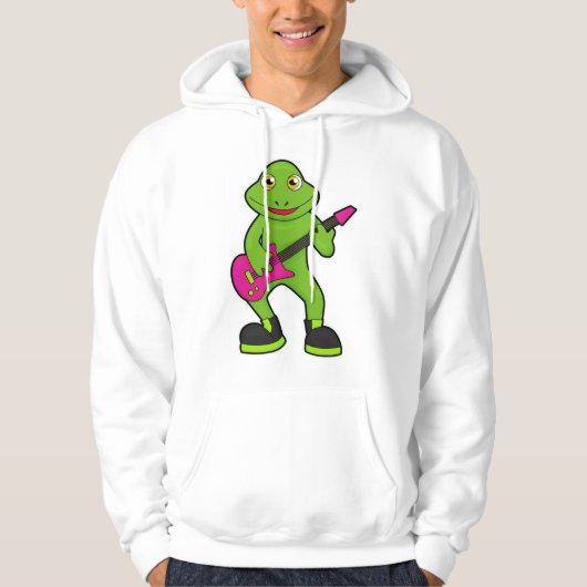 Frosch als Musiker mit Gitarre Hoodie (Vorderseite)