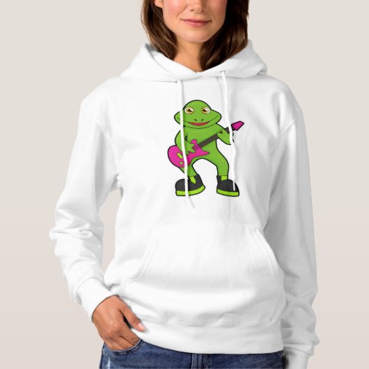Frosch als Musiker mit Gitarre Hoodie (Vorderseite)
