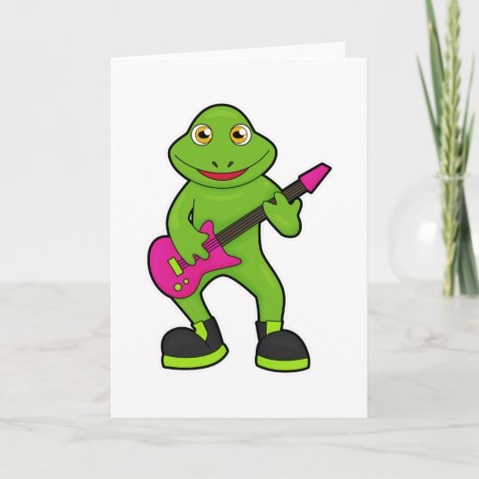 Frosch als Musiker mit Gitarre Karte (Vorderseite)