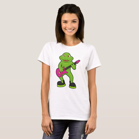 Frosch als Musiker mit Gitarre T-Shirt (Vorne ganz)
