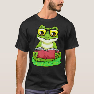 Frosch als Nerd mit Brillenbuch T-Shirt