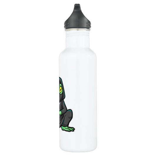Frosch als Ninja in schwarz Edelstahlflasche (Rechts)