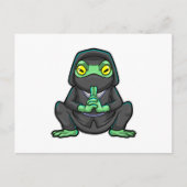 Frosch als Ninja in schwarz Postkarte (Vorderseite)