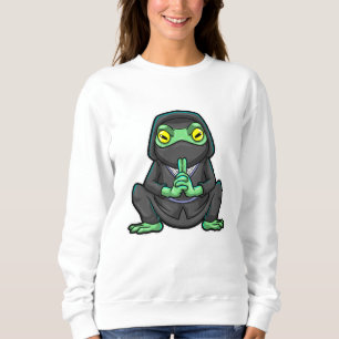 Frosch als Ninja in schwarz Sweatshirt