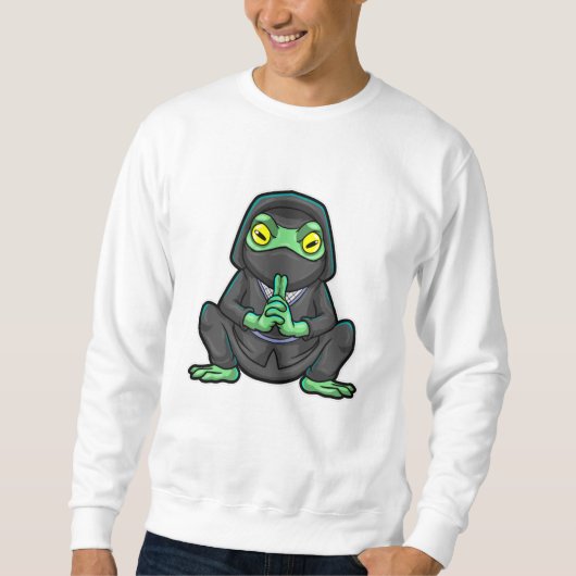 Frosch als Ninja in schwarz Sweatshirt (Vorderseite)