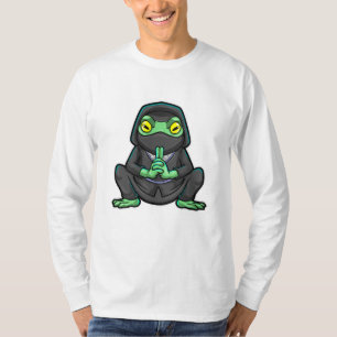 Frosch als Ninja in schwarz T-Shirt