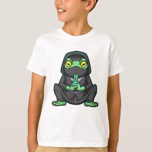 Frosch als Ninja in schwarz T-Shirt
