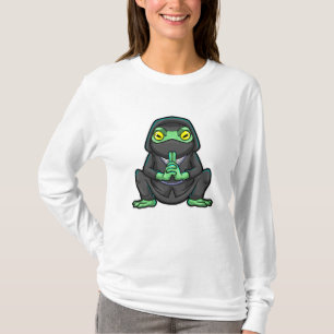 Frosch als Ninja in schwarz T-Shirt