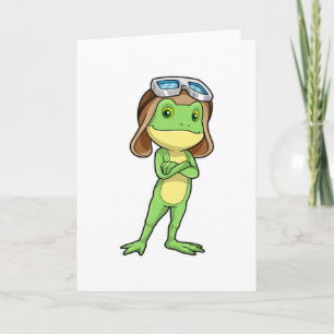 Frosch als Pilot mit Hut und Brille Karte