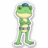 Frosch als Polizeibeamter mit Polizeihut Aufkleber (Vorderseite)