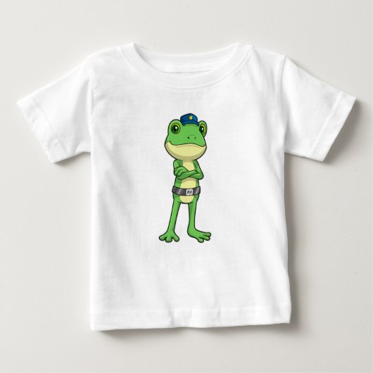 Frosch als Polizeibeamter mit Polizeihut Baby T-shirt (Vorderseite)