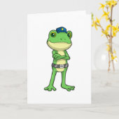 Frosch als Polizeibeamter mit Polizeihut Karte (Gelbe Blume)