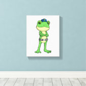 Frosch als Polizeibeamter mit Polizeihut Leinwanddruck (Insitu (Holzboden))
