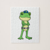 Frosch als Polizeibeamter mit Polizeihut Puzzle (Vertikal)