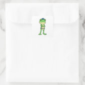 Frosch als Polizeibeamter mit Polizeihut Quadratischer Aufkleber (Tasche)