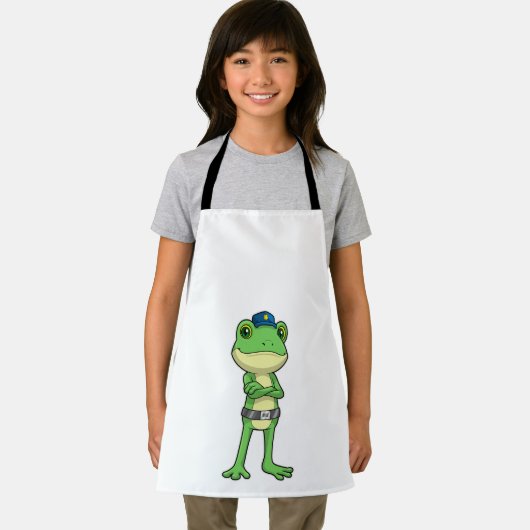 Frosch als Polizeibeamter mit Polizeihut Schürze (Insitu)