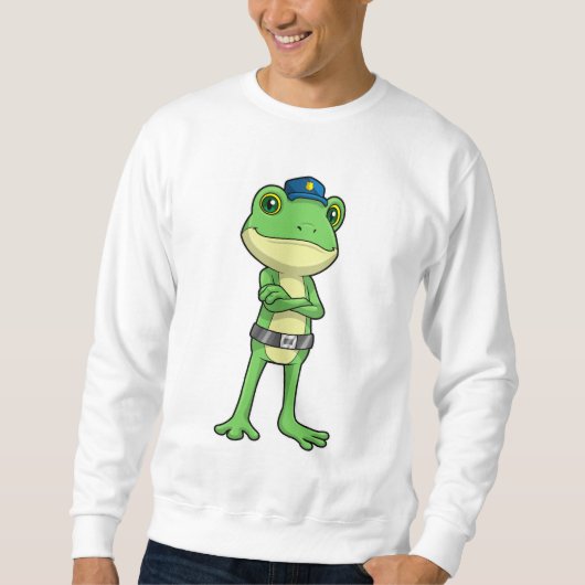 Frosch als Polizeibeamter mit Polizeihut Sweatshirt (Vorderseite)