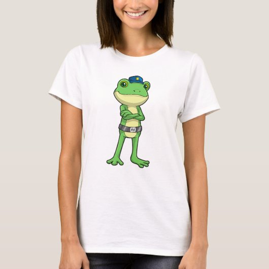 Frosch als Polizeibeamter mit Polizeihut T-Shirt (Vorderseite)