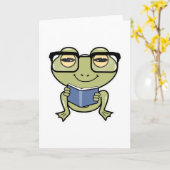 Frosch als Schüler mit Buch Karte (Gelbe Blume)