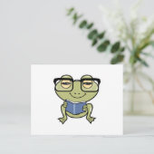 Frosch als Schüler mit Buch Postkarte (Stehend Vorderseite)