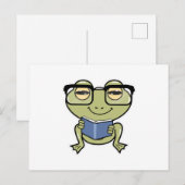 Frosch als Schüler mit Buch Postkarte (Vorne/Hinten)