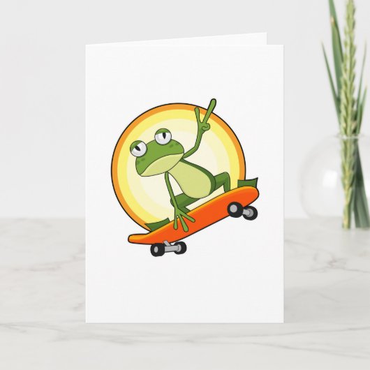 Frosch als Skater mit Skateboard Karte (Vorderseite)