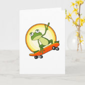 Frosch als Skater mit Skateboard Karte (Gelbe Blume)