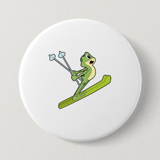Frosch als Skijumper mit Ski.PNG Button (Vorderseite)