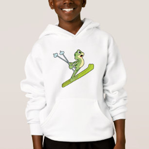 Frosch als Skijumper mit Ski.PNG Hoodie