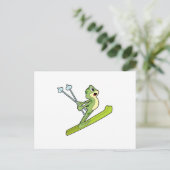 Frosch als Skijumper mit Ski.PNG Postkarte (Stehend Vorderseite)